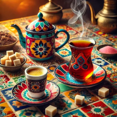 Kaffee vs. Çay: Ein heißer Clash der Kulturen Ein dampfendes Glas Çay und ein perfekter Espresso treffen sich auf einem bunten Mosaiktisch – der Schauplatz des ewigen Duells: Gemütliche Tiefe vs. koffeinierter Ehrgeiz. Während der Zucker lässig auf seine Einladung wartet, diskutieren die Getränke wortlos über Tempo, Tradition und den Sinn des Lebens. Willkommen in der Welt der Wahlkrisen im Tassenformat!