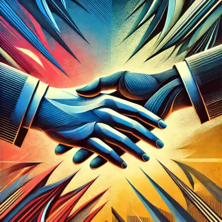 Handschlag oder Herzgeste? Kulturelle Unterschiede werden zur Empörungsmaschine Zwei Hände in kulturellem Zwist: Eine ausgestreckte Hand bleibt unbeantwortet, während scharfe Kontraste im Hintergrund die Spannung symbolisieren. Ein ironisches Sinnbild für den medialen Hype um einen verweigerten Handschlag – Respekt, der anders interpretiert wird.