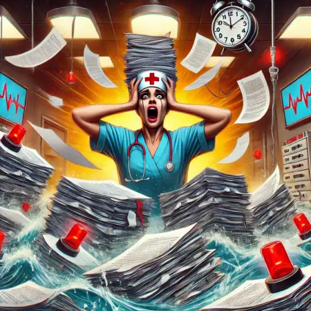 Emirs Eruption: Das Lebenslabor wird zum Höllentreff „Pflegen bis der Papierberg kippt“ – Eine überarbeitete Pflegekraft mit entsetztem Blick, erdrückt von einem Tsunami aus Formularen und Patientenakten. Im Hintergrund piepende Monitore, rote Alarmlampen und eine tickende Uhr – als würde das Chaos gerade erst richtig losgehen. Willkommen im deutschen Gesundheitssystem, wo Bürokratie schneller wächst als das Pflegepersonal nachkommt.